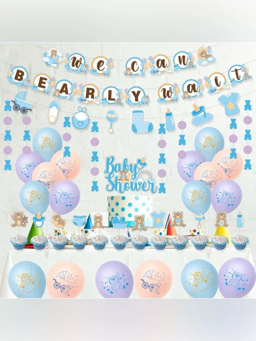 Baby Shower Party Decoration Bundle - WE CAN BEARLY WAIT DECORATION KIT